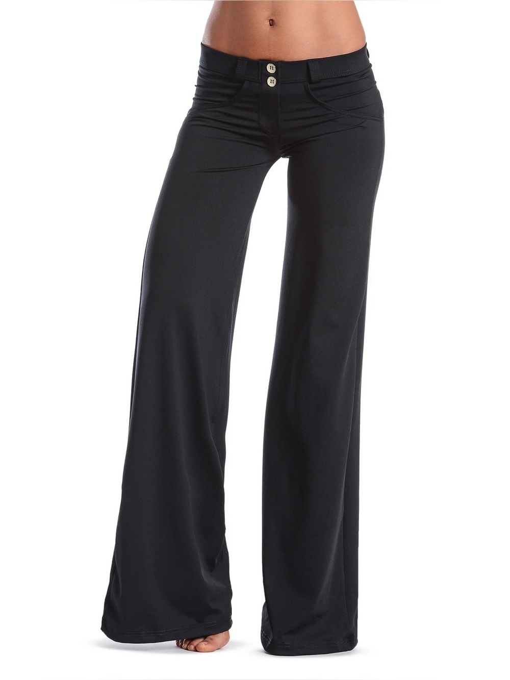 Freddy WR.UP® Wide Flare Black Pants Size Small Flawed Hem